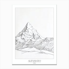 Alpamayo Peru Line Drawing 1 Poster Canvas Print