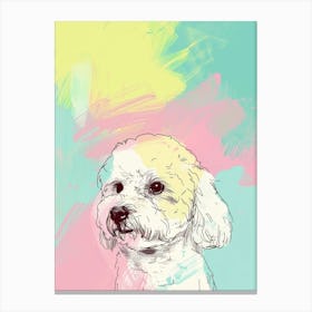 Bichon Frise Dog Pastel Line Watercolour Illustration 4 Canvas Print
