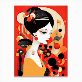 Delicate Balance: Woman's Strength in Minimalist Art Canvas Print