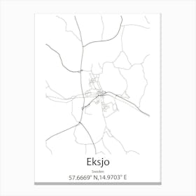 Eksjo,Sweden Minimalist Map Canvas Print