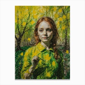 Girl In Green Canvas Print