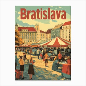 Aihrgdesign A 1970s Inspired Travel Poster For Bratislava 2 Canvas Print