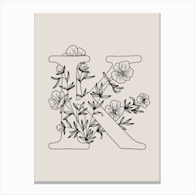 K FLORAL INITIAL Canvas Print