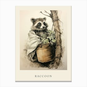 Beatrix Potter Inspired  Animal Watercolour Raccoon 2 Canvas Print