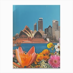 Sydney   Floral Retro Collage Style 1 Canvas Print