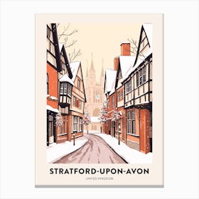 Vintage Winter Travel Poster Stratford Upon Avon United Kingdom 1 Canvas Print