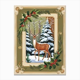 Deer In Holly Style William Morris 1 Canvas Print