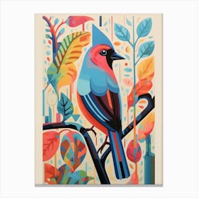 Colourful Scandi Bird Cardinal 3 Canvas Print