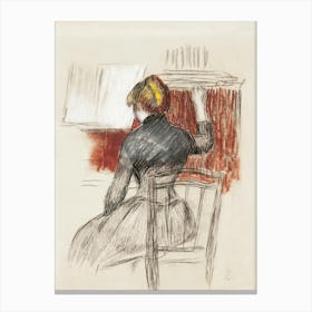 Woman At A Piano By, Pierre Auguste Renoir Canvas Print
