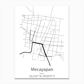 Mecayapan,Mexico Minimalist Map Canvas Print