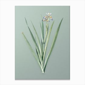 Vintage Stinking Iris Botanical Art on Mint Green Canvas Print