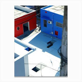 Blue And White Buildings Canvas Print