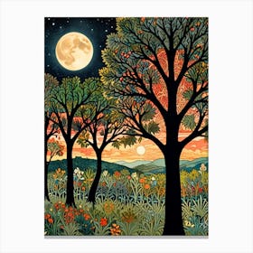 William Morris Print Moonlight In The Forest 2 Canvas Print