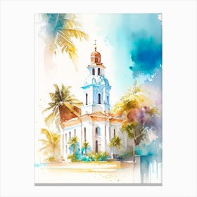 Cayo Santa Maria Cuba Watercolour Pastel Tropical Destination Canvas Print