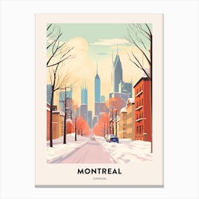Vintage Winter Travel Poster Montreal Canada 1 Canvas Print