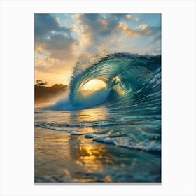 Wave Breaking At Sunset Canvas Print