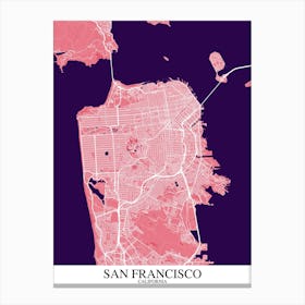 San Francisco California Pink Purple Canvas Print
