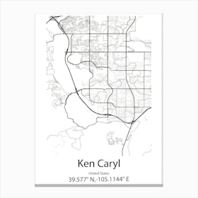 Ken Caryl,United States Minimalist Map Stampe su tela