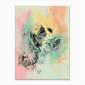 Springer Spaniel Dog Pastel Line Illustration  3 Canvas Print