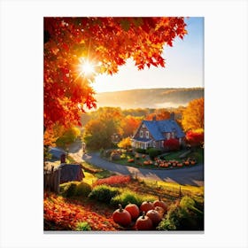 Autumnal Landscape Enhanced Saturation Leaves In Mid Fall Bright Sun Casting Dynamic Shadows Gli (2) Canvas Print