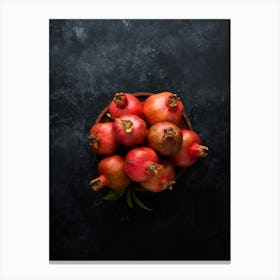 Red pomegranates — Food kitchen poster/blackboard, photo art Canvas Print