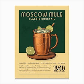 Moscow Mule Classic Cocktail Canvas Print
