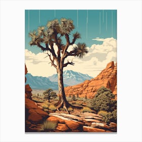  Retro Illustration Of A Joshua Tree In Rocky Mountain 2 Canvas Print