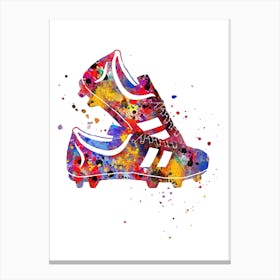 Soccer Shoes Watercolor Football Canvas Print