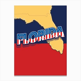 Florida Map 1950s Vacation Canvas Print