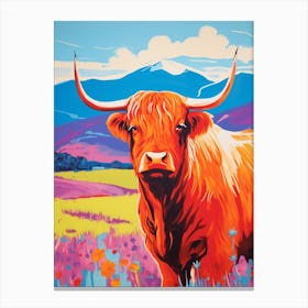 Highland Cows In The Glen Colour Burst 1 Canvas Print