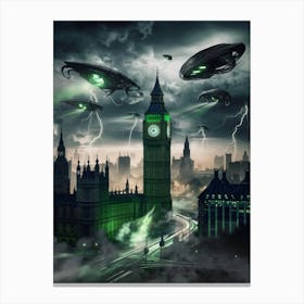 Aliens Over London 2 Canvas Print