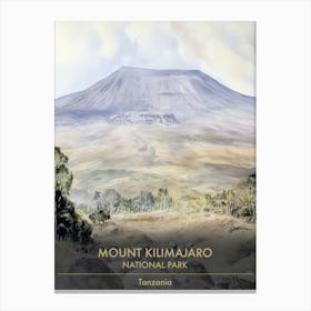 Mount Kilimajaro National Park Tanzania Watercolour 1 Canvas Print