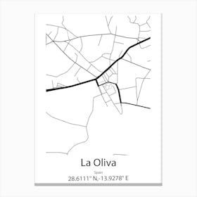 La Oliva,Spain Minimalist Map Canvas Print