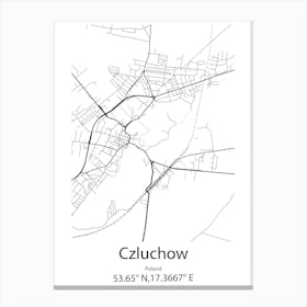 Czluchow,Poland Minimalist Map Canvas Print