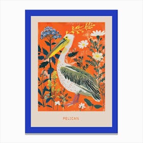 Spring Birds Poster Pelican 3 Canvas Print