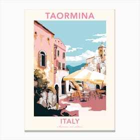 Taormina, Italy, Flat Pastels Tones Illustration 3 Poster Canvas Print