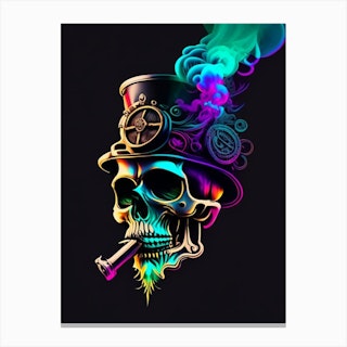 Skull With Vibrant Colors 3 Stream Punk Canvas Print