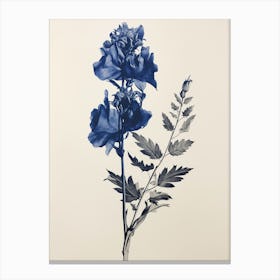 Blue Botanical Aconitum 1 Canvas Print