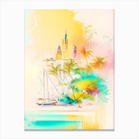Aruba Watercolour Pastel Tropical Destination Canvas Print