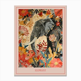 Floral Animal Painting Elephant 3 Poster Canvas Print