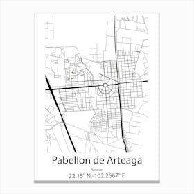 Pabellon De Arteaga,Mexico Minimalist Map Canvas Print