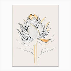 Lotus Flower Pattern Minimal Line Drawing 3 Canvas Print