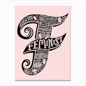 Feminist Typograpic Pink Canvas Print