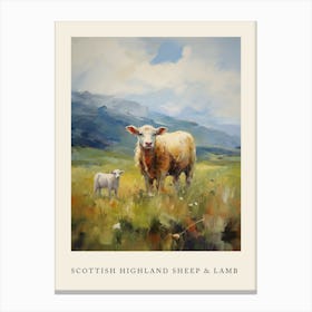 Scottish Highland Sheep & Lamb Canvas Print