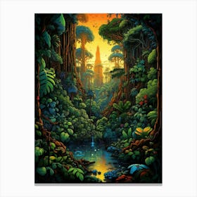 Sarawak Forest Pixel Art 4 Canvas Print