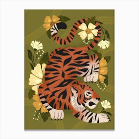 Fierce Tiger Florals Canvas Print