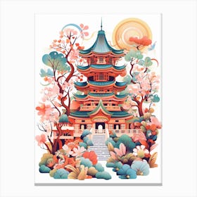 Ninna Ji Temple Japan Modern Illustration  Canvas Print