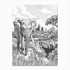 Zoo Austin Texas Black And White Drawing 2 Canvas Print
