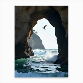 Bird Flying Through A Cave Canvas Print