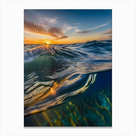 Sunrise Over The Ocean-Reimagined 6 Canvas Print